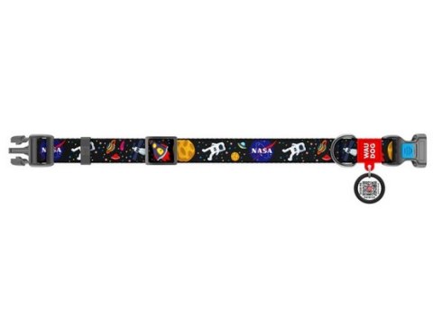 Collar WauDog Nylon Obroża nylonowa z QR-paszportem, plastikowy fastex, wzór NASA, 20mm/28-40cm Collar WauDog Nylon Obroża nylonowa z QR-paszportem, plastikowy fastex, wzór NASA, 20mm/28-40cm