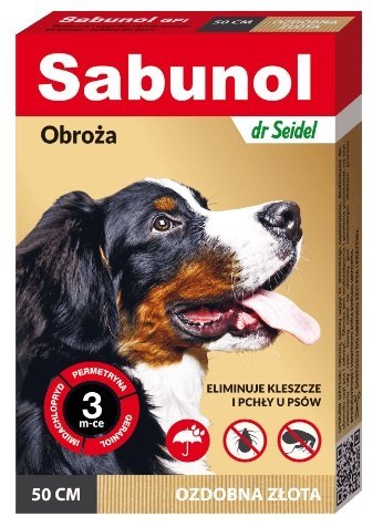 Sabunol GPI Obroża przeciw pchłom dla psa ozdobna złota 50cm Sabunol GPI Obroża przeciw pchłom dla psa ozdobna złota 50cm